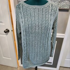 Chico's Blue Crew Neck Sweater with Cozy Knit Design
